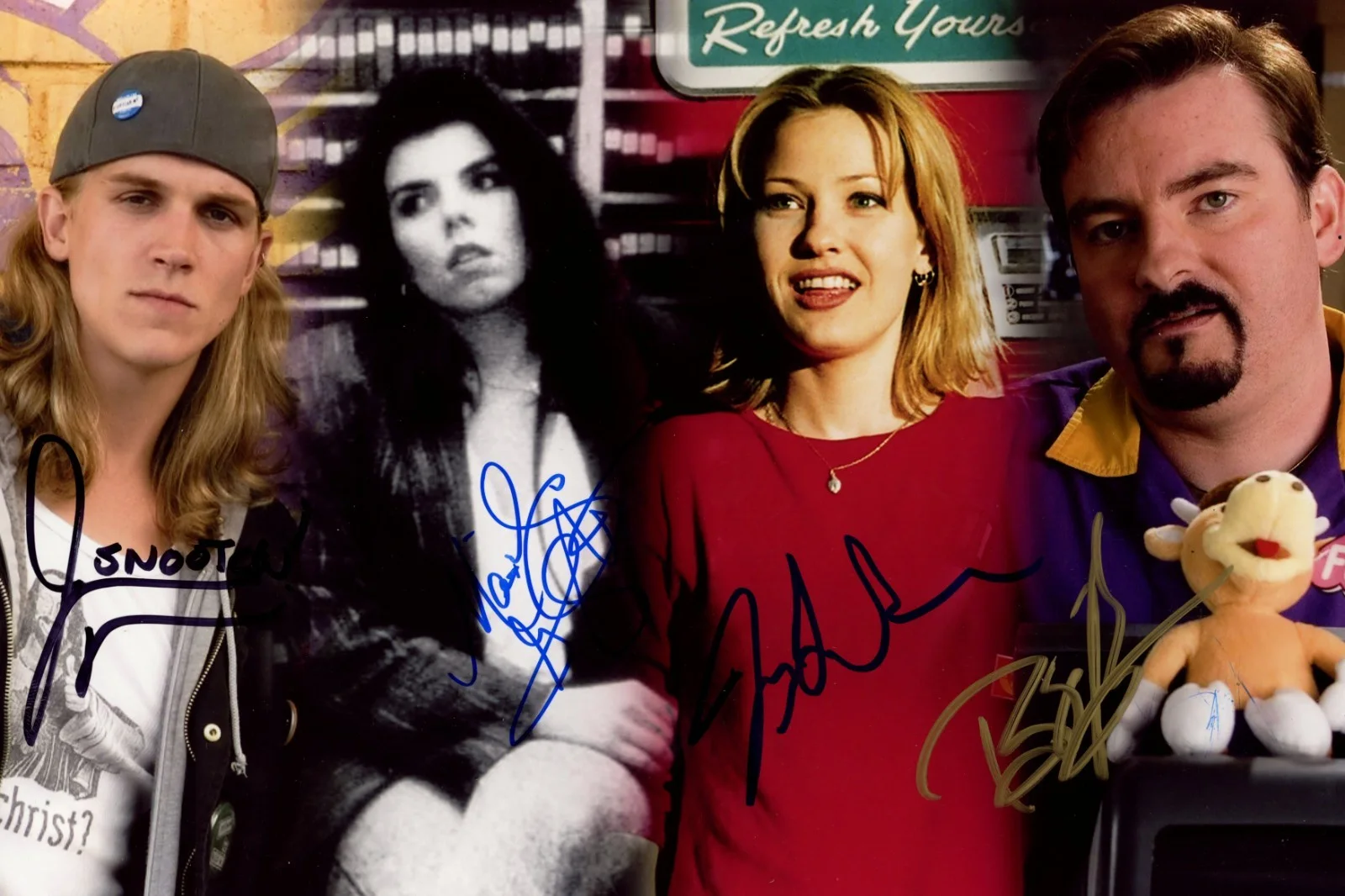 Brian O'Halloran, JOEY LAUREN ADAMS, JEFF ANDERSON — Clerks 8x12 Signed Photo Cast x4 O'Halloran, Mewes, Ghigliotti, Adams JSA