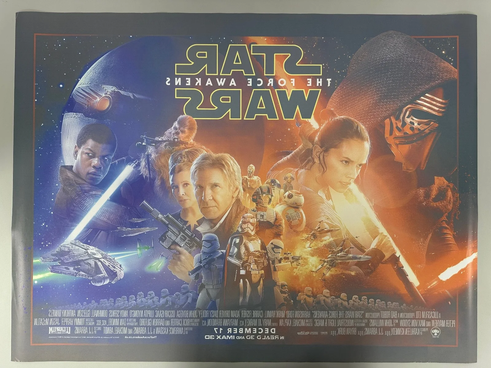 Star Wars: The Force Awakens (2015) Original UK Quad Cinema Poster Main Cast, image 2