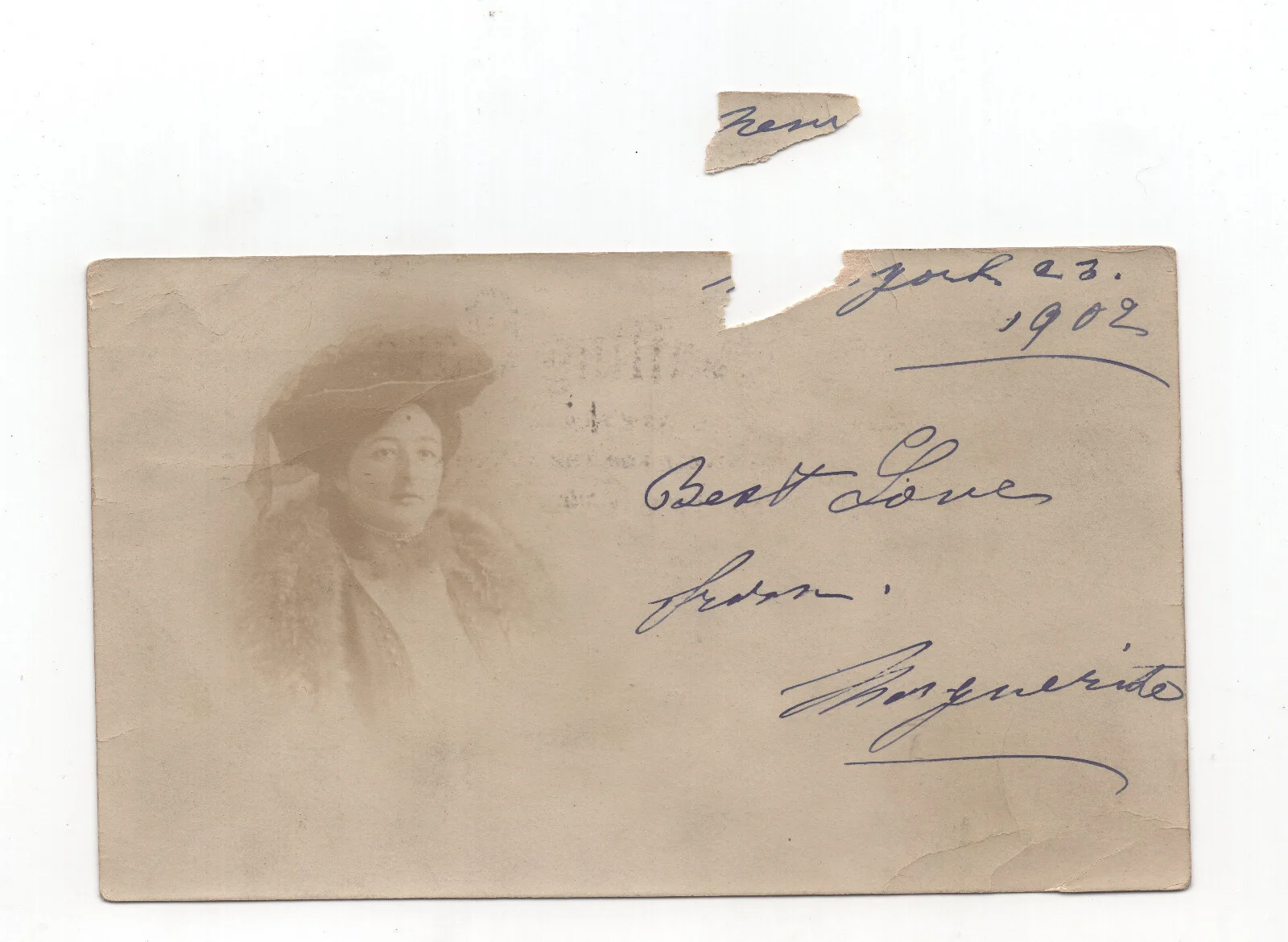 Antique 1902 SIGNED RPPC Marguerite Opera Performer Musician Famous Actress, изображение 2