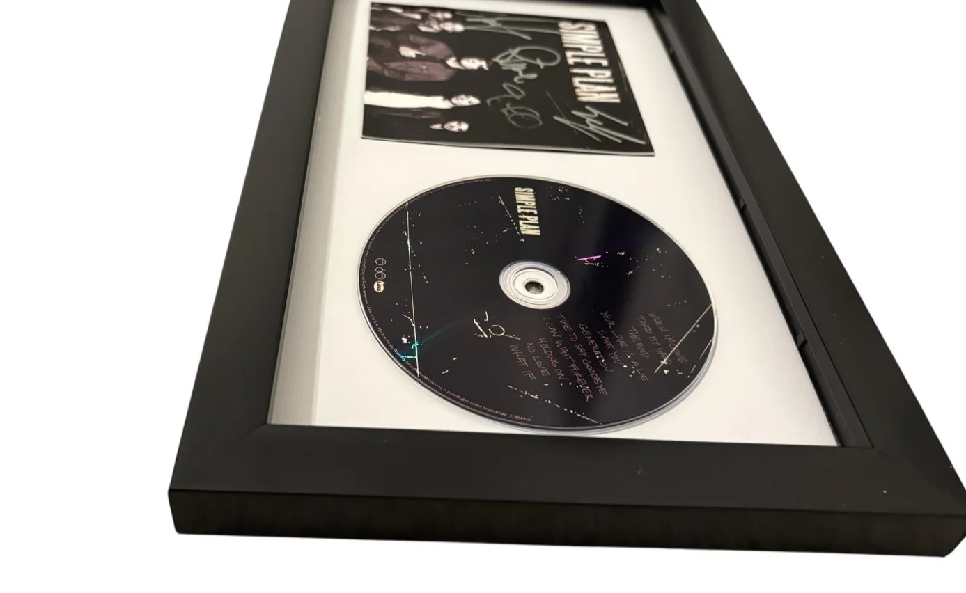 SIMPLE PLAN SIGNED AUTOGRAPH x4 SELF TITLED FRAMED & MATTED CD DISPLAY PIERRE +3, изображение 3