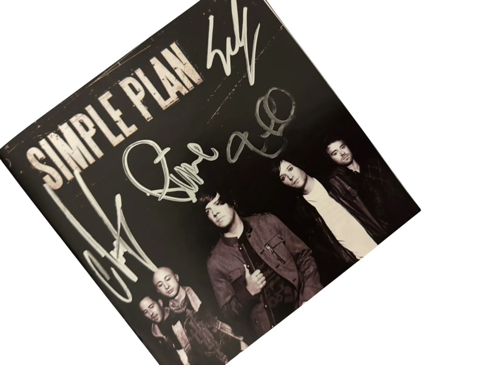 SIMPLE PLAN SIGNED AUTOGRAPH x4 SELF TITLED FRAMED & MATTED CD DISPLAY PIERRE +3, изображение 4