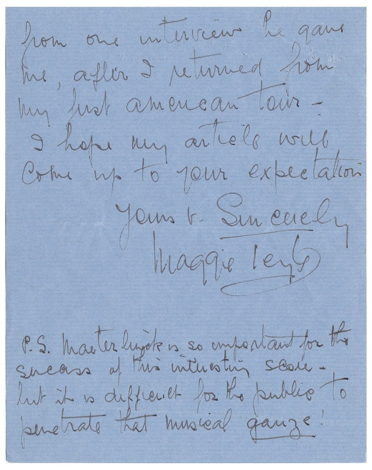 Maggie Teyte Autograph Letter Signed 1962 - Debussy & Pelleas Content - Rare ALS, изображение 2