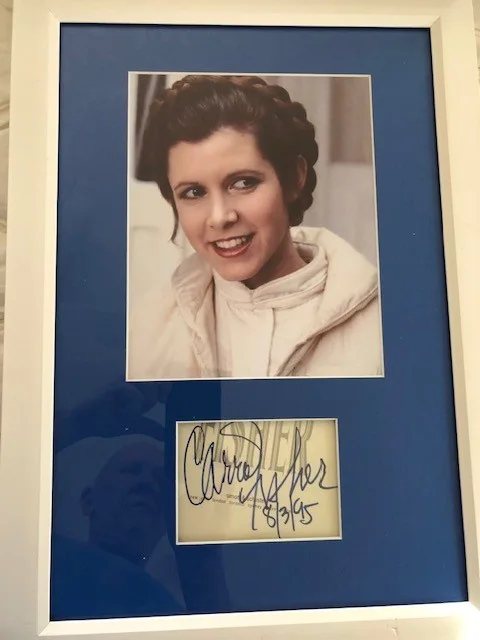 CARRIE FISHER — CARRIE FISHER CUT SIGNATURE PROFESSIONALLY FRAMED AND MATTED COA PSA