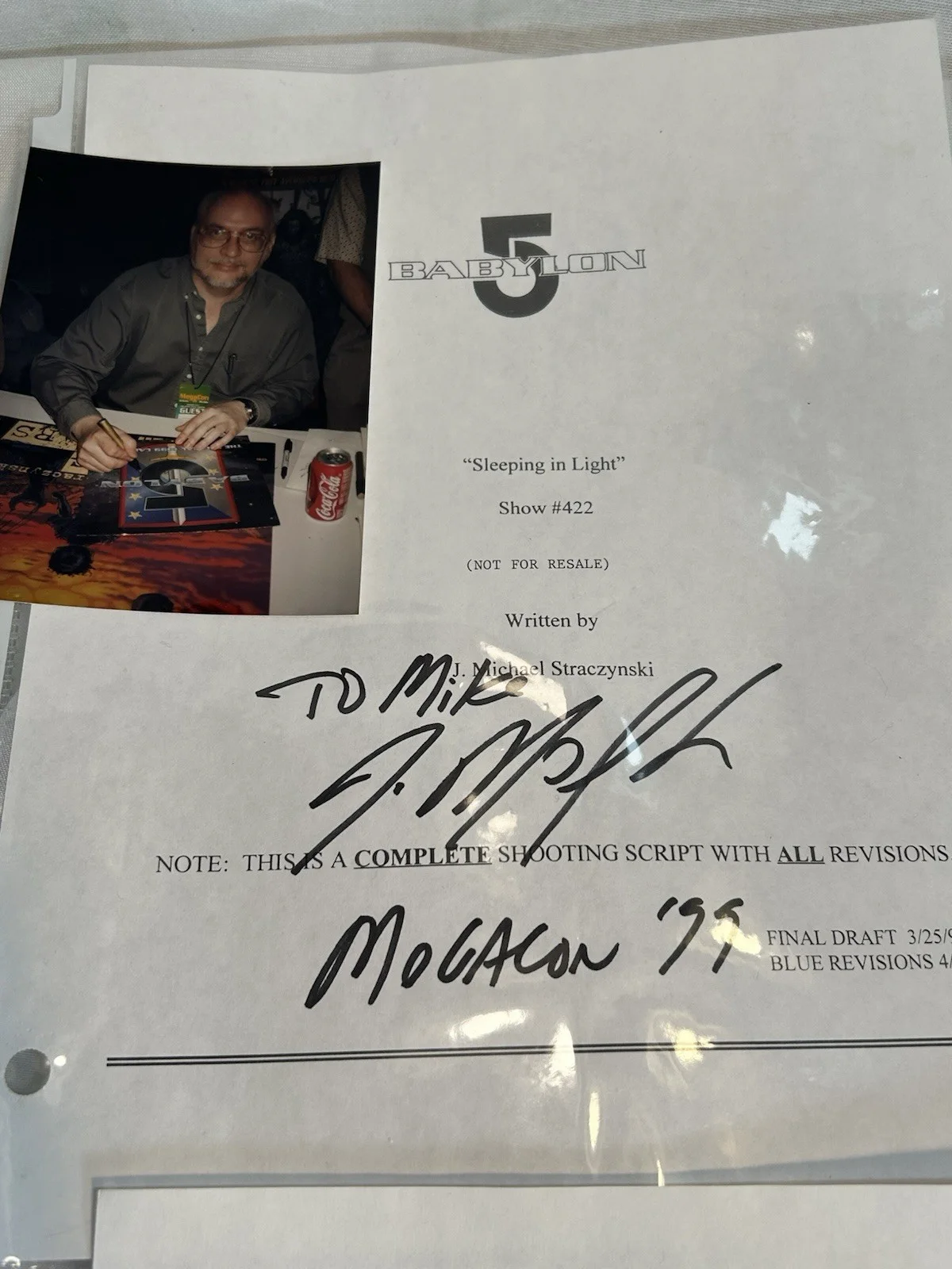 Jerry Doyle, J. Michael Straczynski, Jeff Conaway — Babylon 5 Final Episode Script Page Copy Signed By 4 Straczynski, Doyle, Conaway, image 2