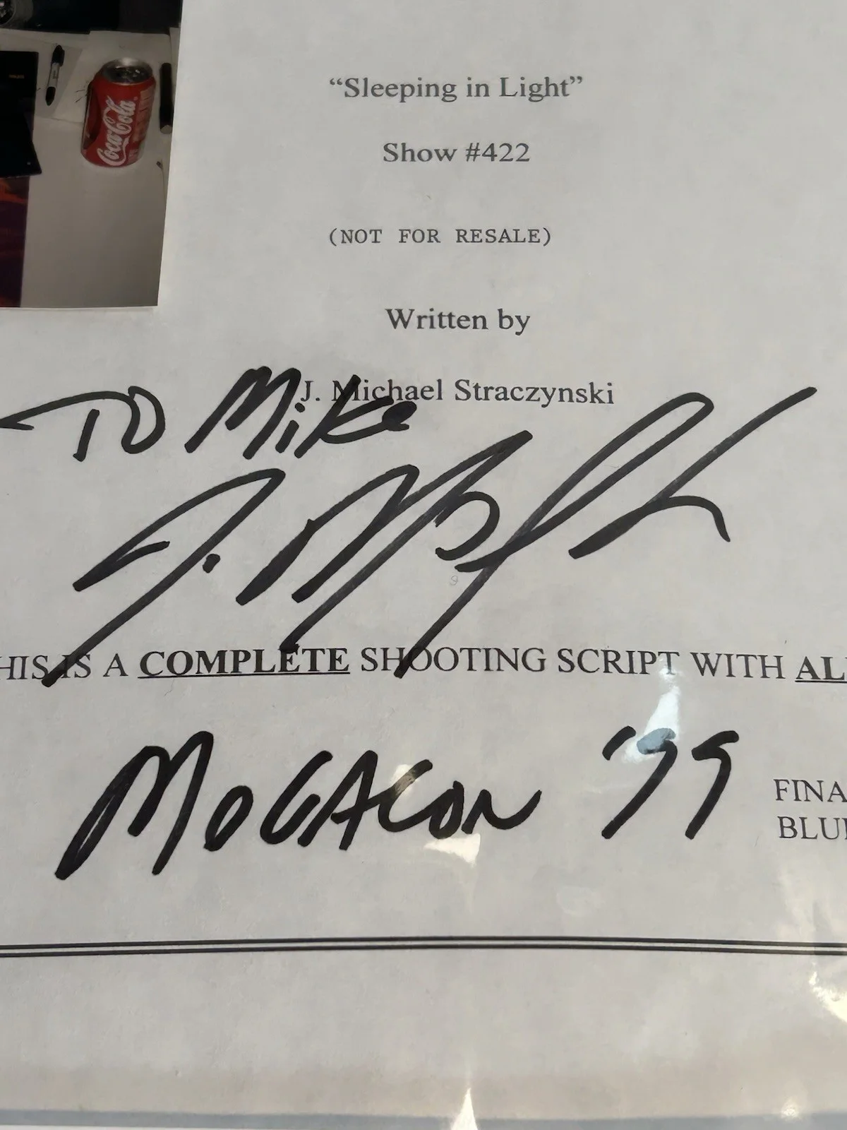 Jerry Doyle, J. Michael Straczynski, Jeff Conaway — Babylon 5 Final Episode Script Page Copy Signed By 4 Straczynski, Doyle, Conaway, image 4