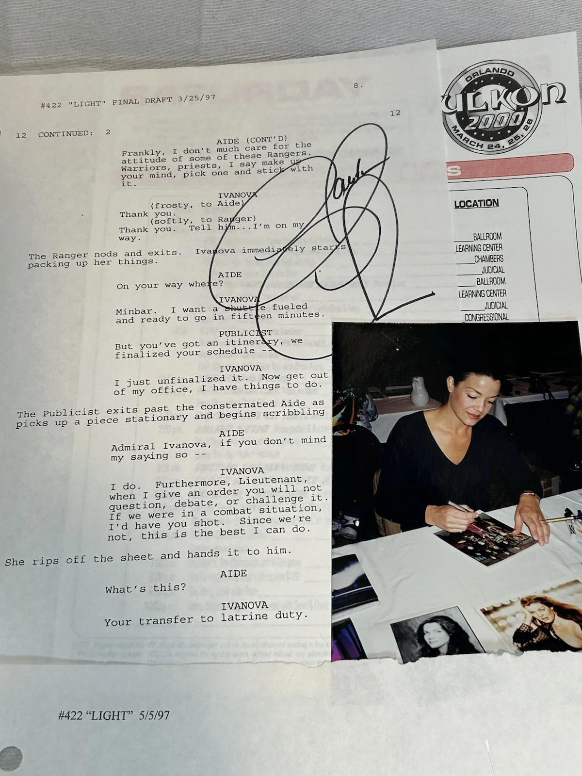 Jerry Doyle, J. Michael Straczynski, Jeff Conaway — Babylon 5 Final Episode Script Page Copy Signed By 4 Straczynski, Doyle, Conaway, image 5