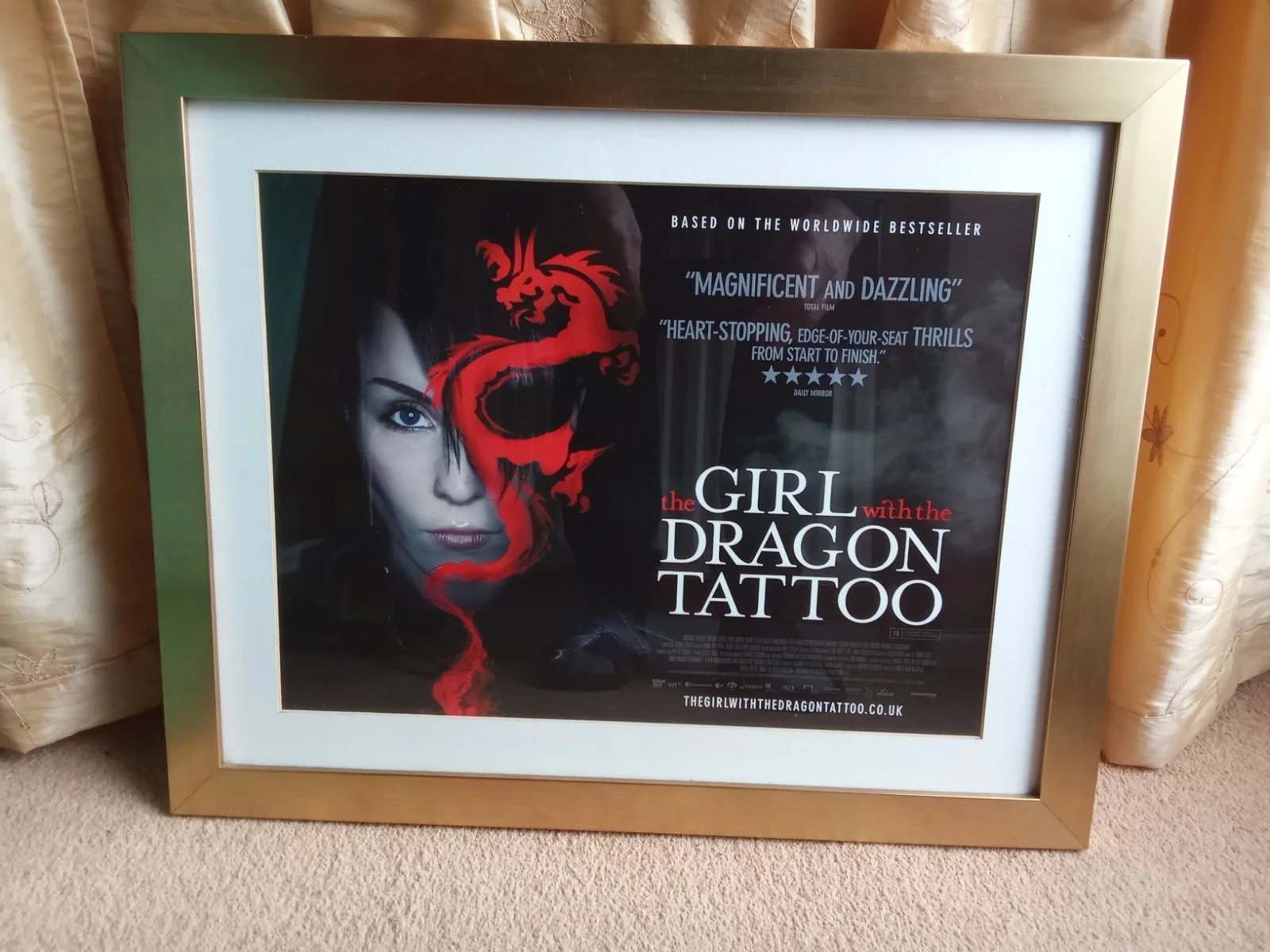 THE GIRL WITH THE DRAGON TATTOO MOVIE FILM POSTER RARE FRAMED ORIGINAL FROM 2009, изображение 2