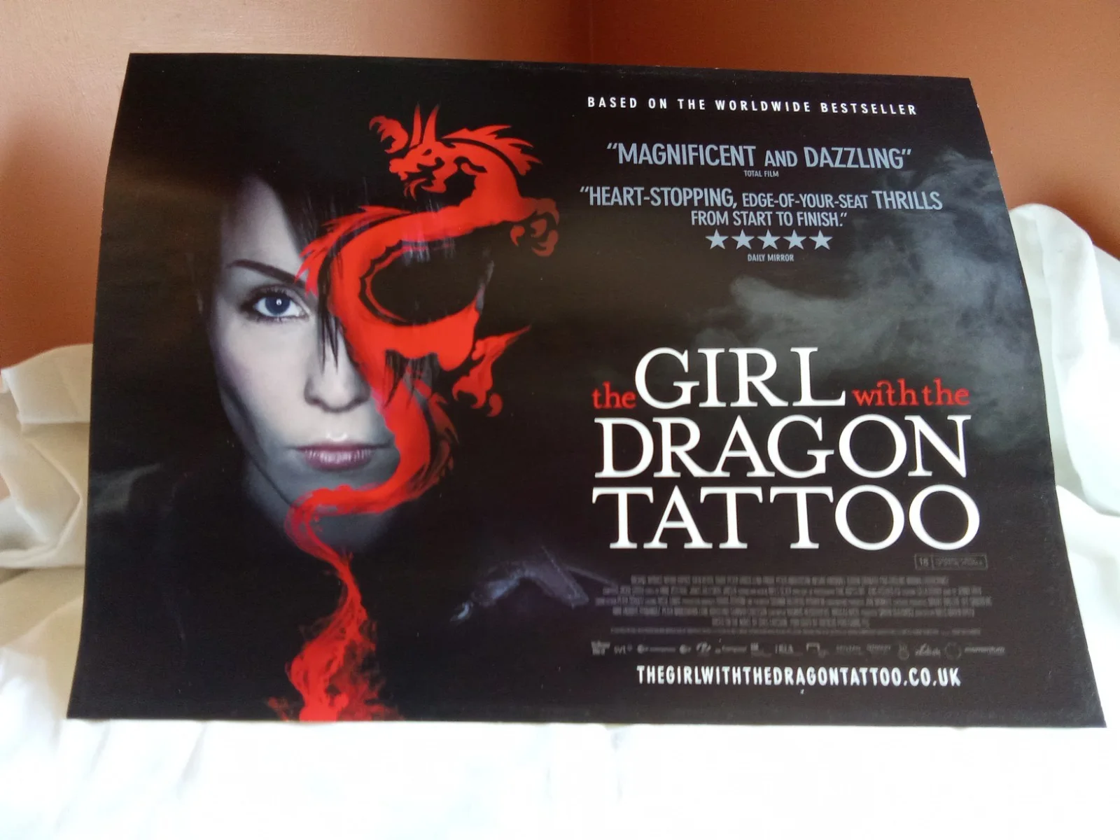 THE GIRL WITH THE DRAGON TATTOO MOVIE FILM POSTER RARE FRAMED ORIGINAL FROM 2009, изображение 3