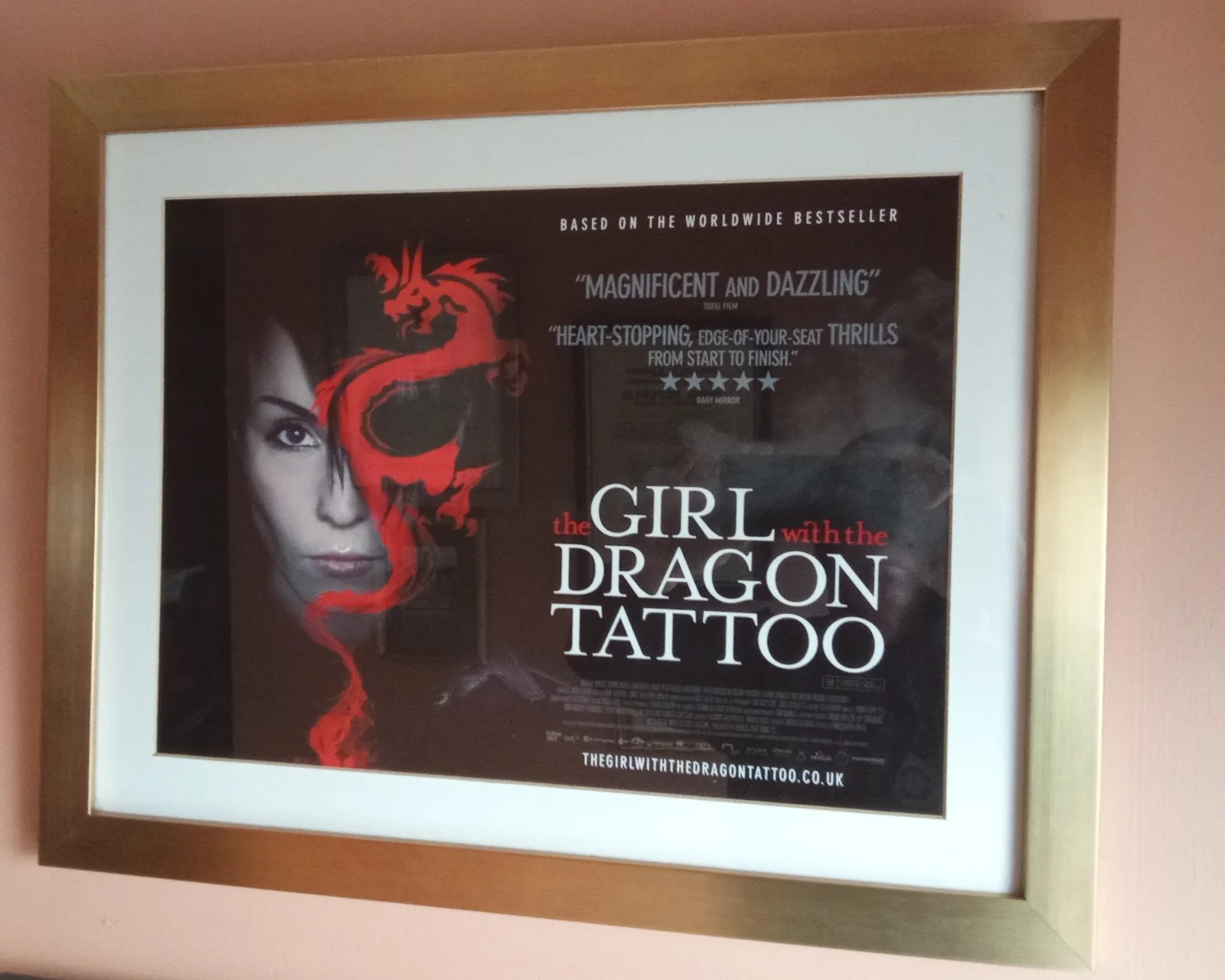 THE GIRL WITH THE DRAGON TATTOO MOVIE FILM POSTER RARE FRAMED ORIGINAL FROM 2009, изображение 4