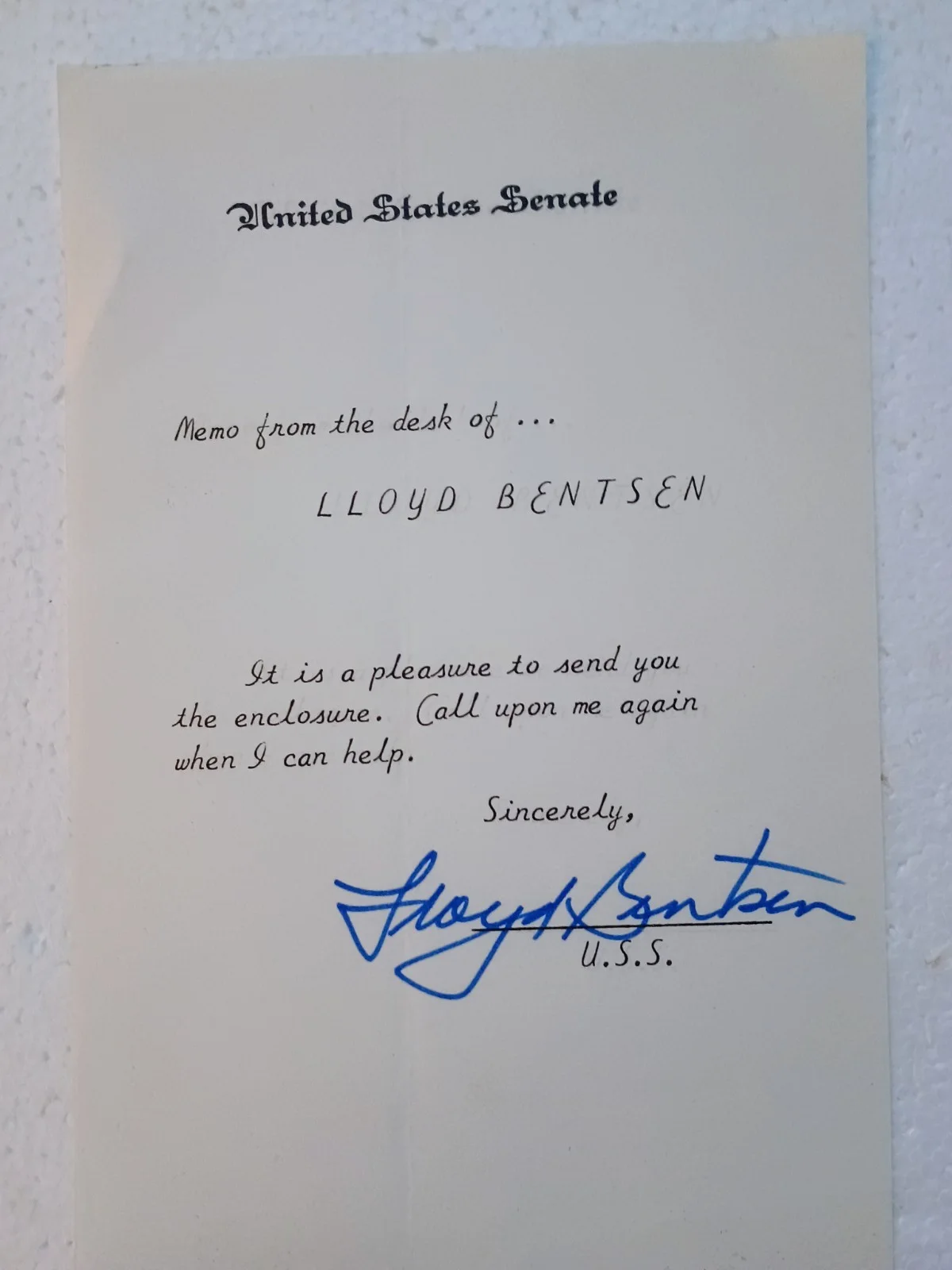 Lloyd Bentsen signed photo, image 2