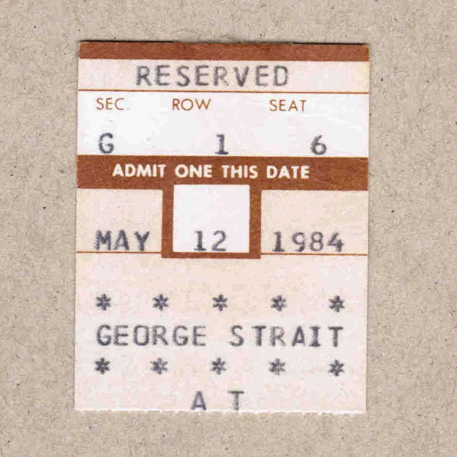 1984 George Strait Signed Autograph w/Fan Taken 3.5 x 3.5 OOAK Photo Ticket Stub, изображение 3