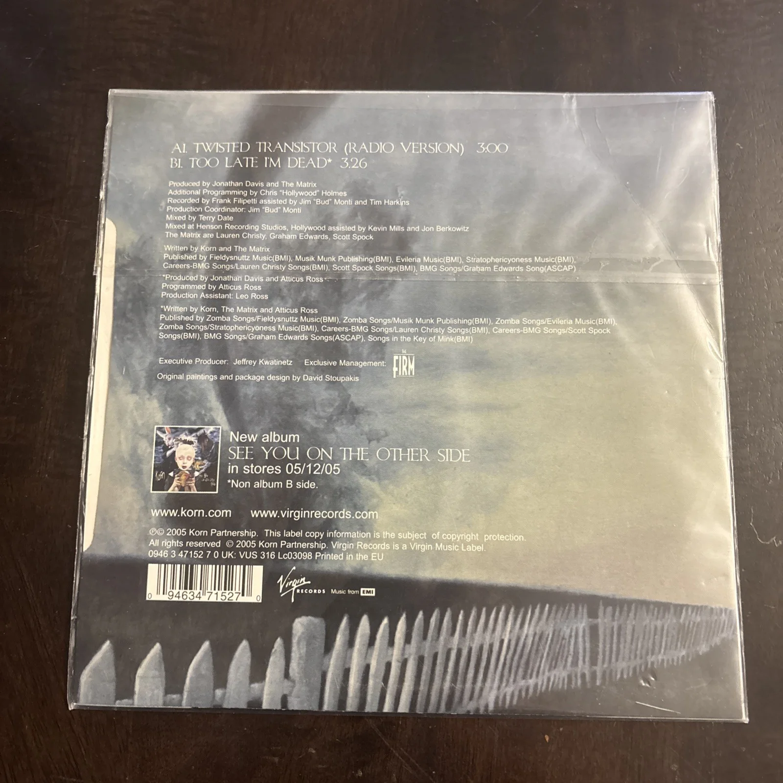 Ultra Rare ( VUS 316) 2005Unopened/sealed Korn White Vinyl Twisted Transistor 45, image 3