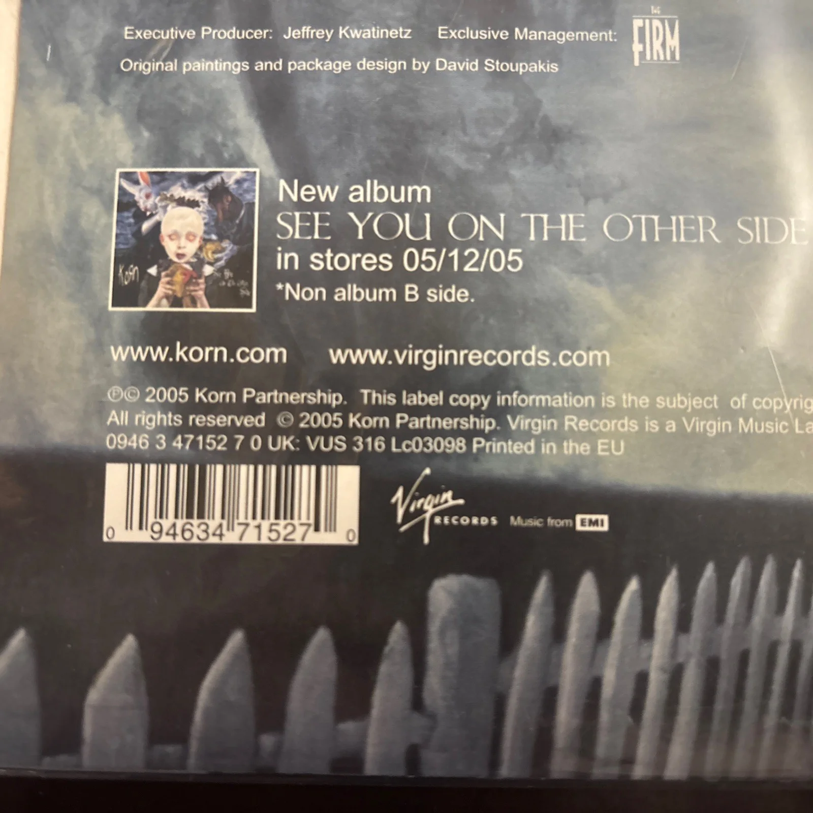Ultra Rare ( VUS 316) 2005Unopened/sealed Korn White Vinyl Twisted Transistor 45, image 4