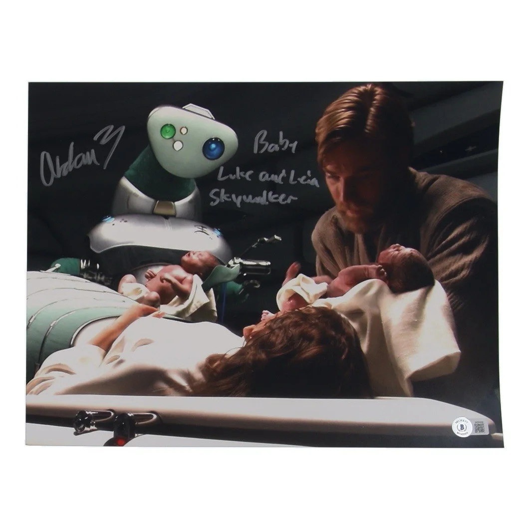 Aidan Barton — Aidan Barton Autographed Star Wars 11x14 Beckett BAS Holo Baby Luke & Leia!