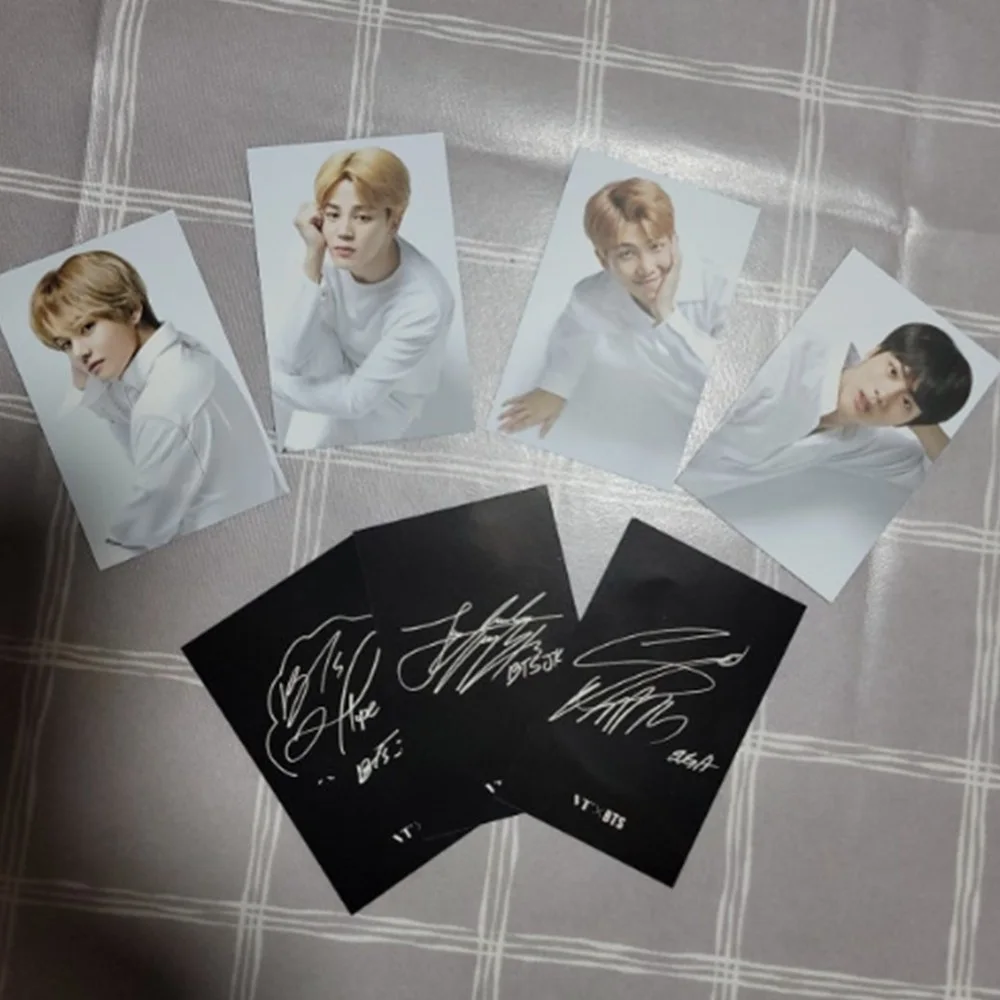 BTS Member Signed Photo Card Original 7 Pieces Set K-POP Black White Bangtan, изображение 2