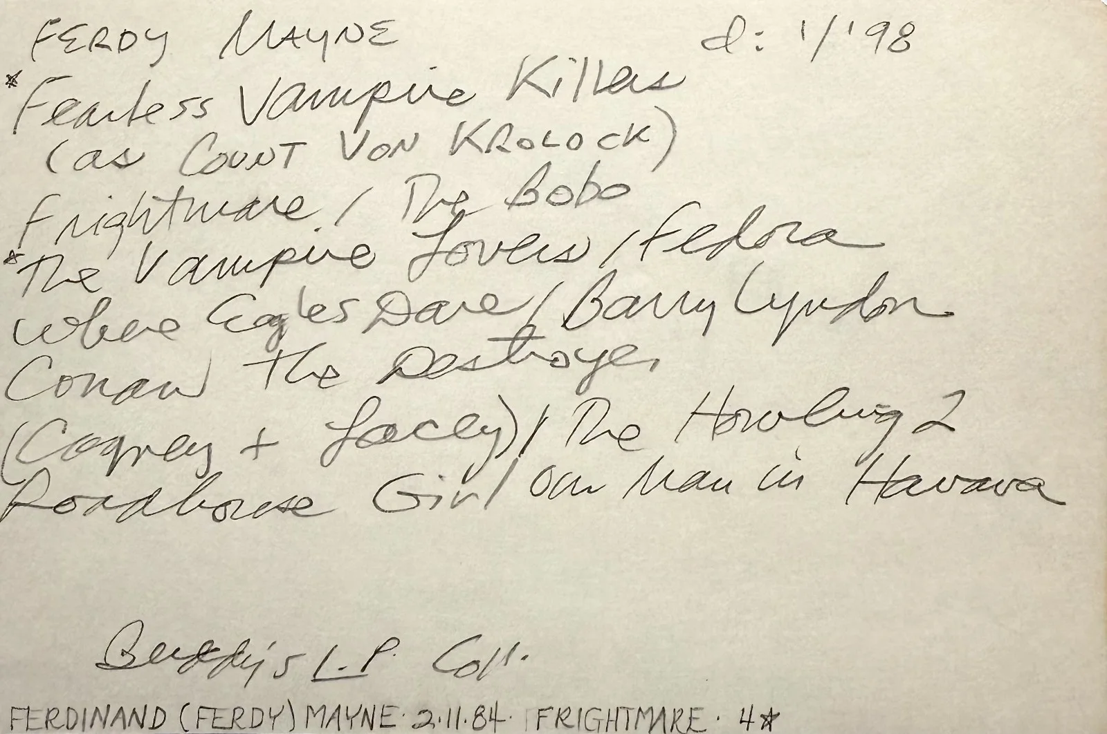 Ferdinand Mayne — FERDINAND MAYNE Signed Autographed 4x6 INDEX CARD The Fearless Vampire Killers, изображение 4