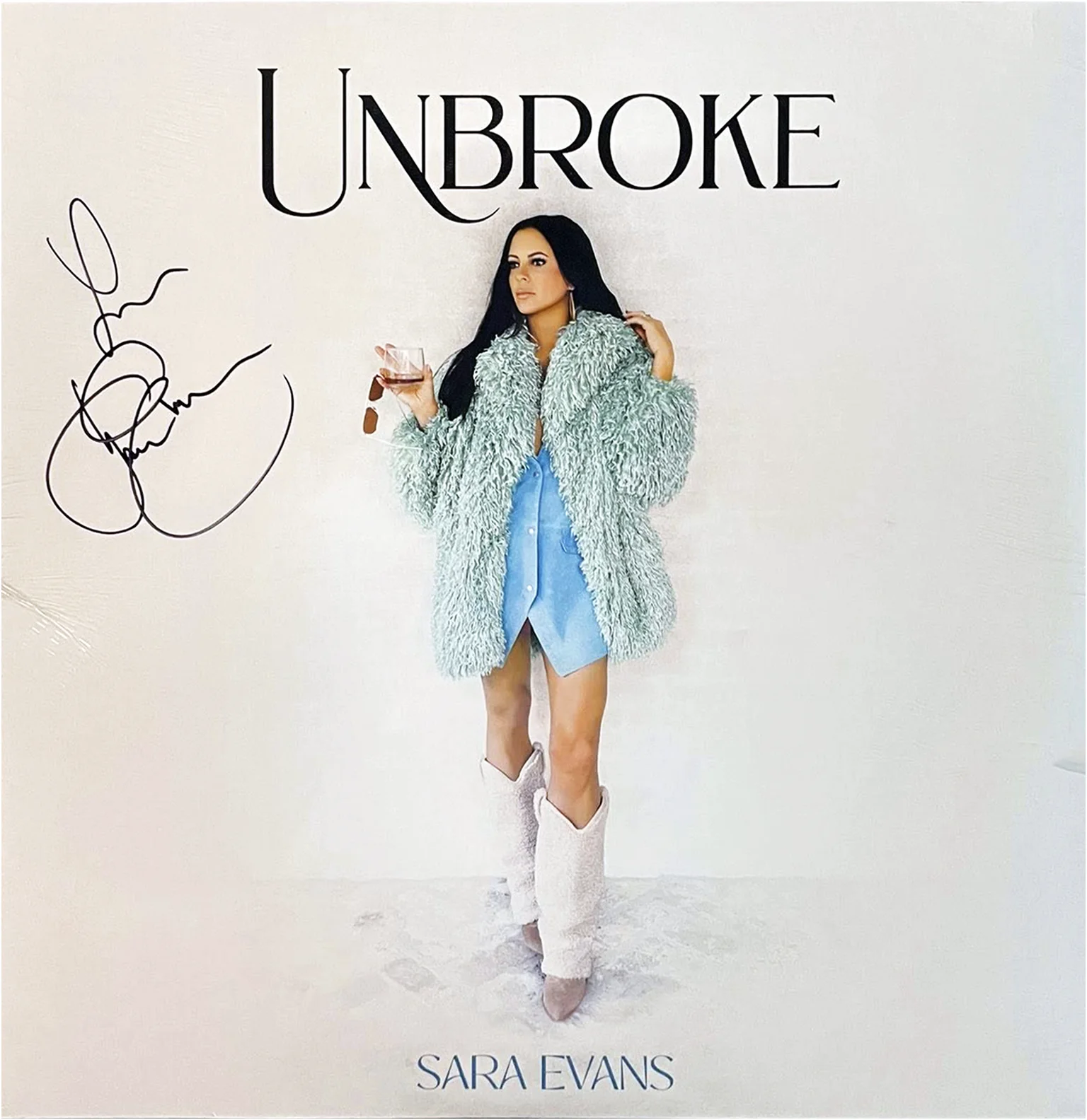 SIGNED COVER NEW | SARA EVANS - UNBROKE Coke Bottle Clear 2024 Record Vinyl LP, image 2