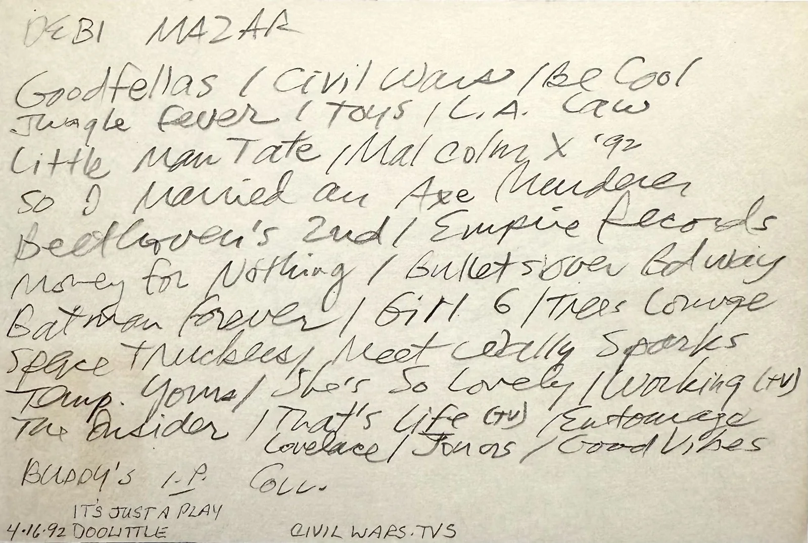 Debi Mazar — DEBI MAZAR Signed Autographed 4x6 INDEX CARD Beethoven's 2nd BATMAN FOREVER, image 5