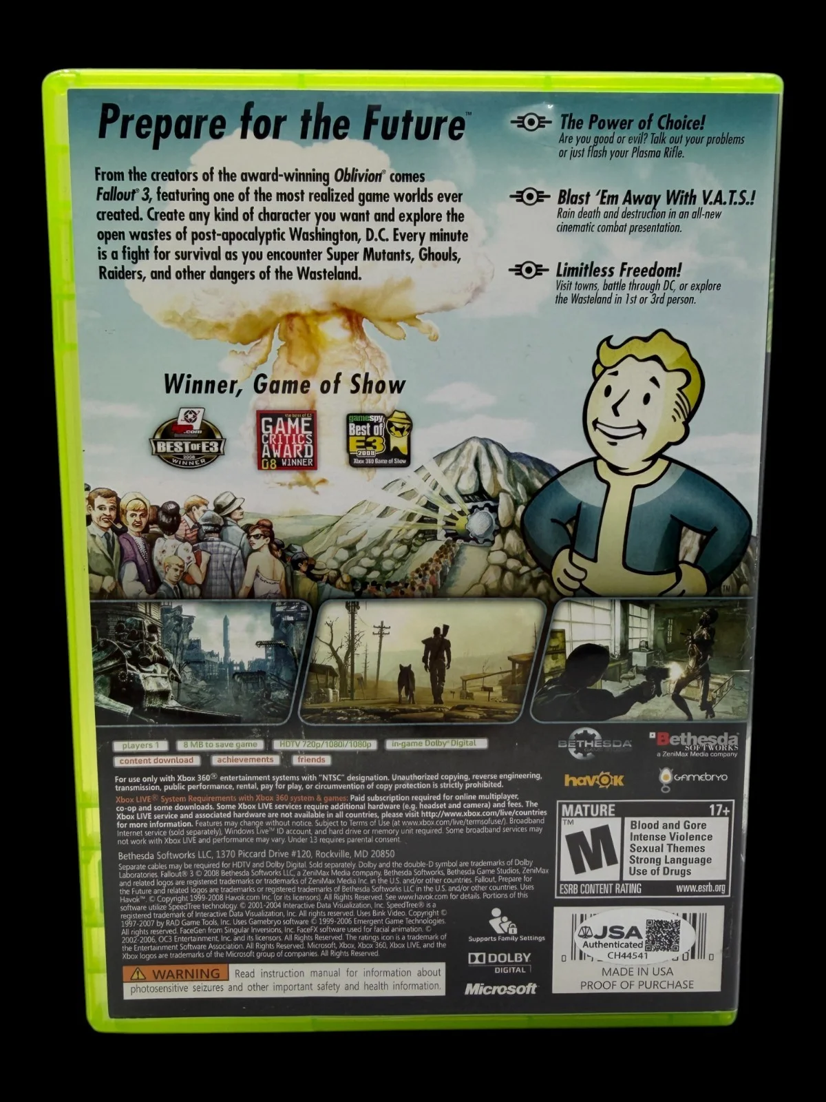 Ron Perlman, Malcolm McDowell, Paul Eiding — Ron Perlman Malcolm McDowell +1 Signed Fallout 3 Autograph XBOX 360 Game JSA COA, image 5