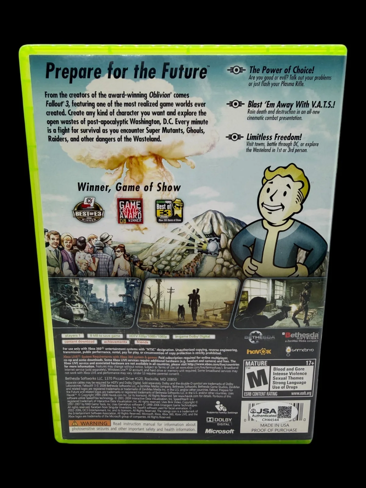 Ron Perlman, Malcolm McDowell, Paul Eiding — Ron Perlman Malcolm McDowell +1 Signed Fallout 3 Autograph XBOX 360 Game JSA COA, image 5