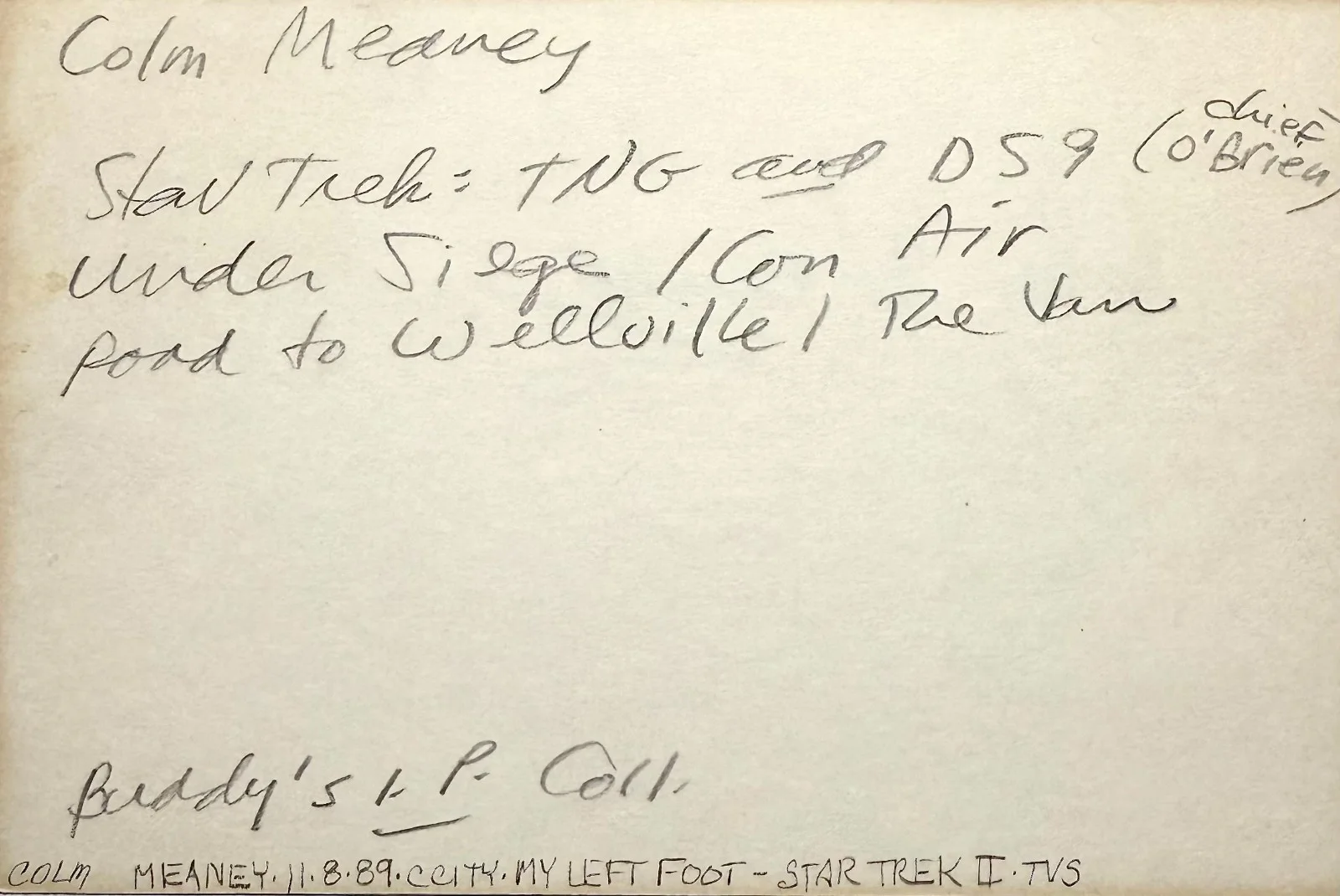 Colm Meaney — COLM MEANEY Signed Autograph 4x6 INDEX CARD No Way Up STAR TREK: DEEP SPACE NINE, изображение 2
