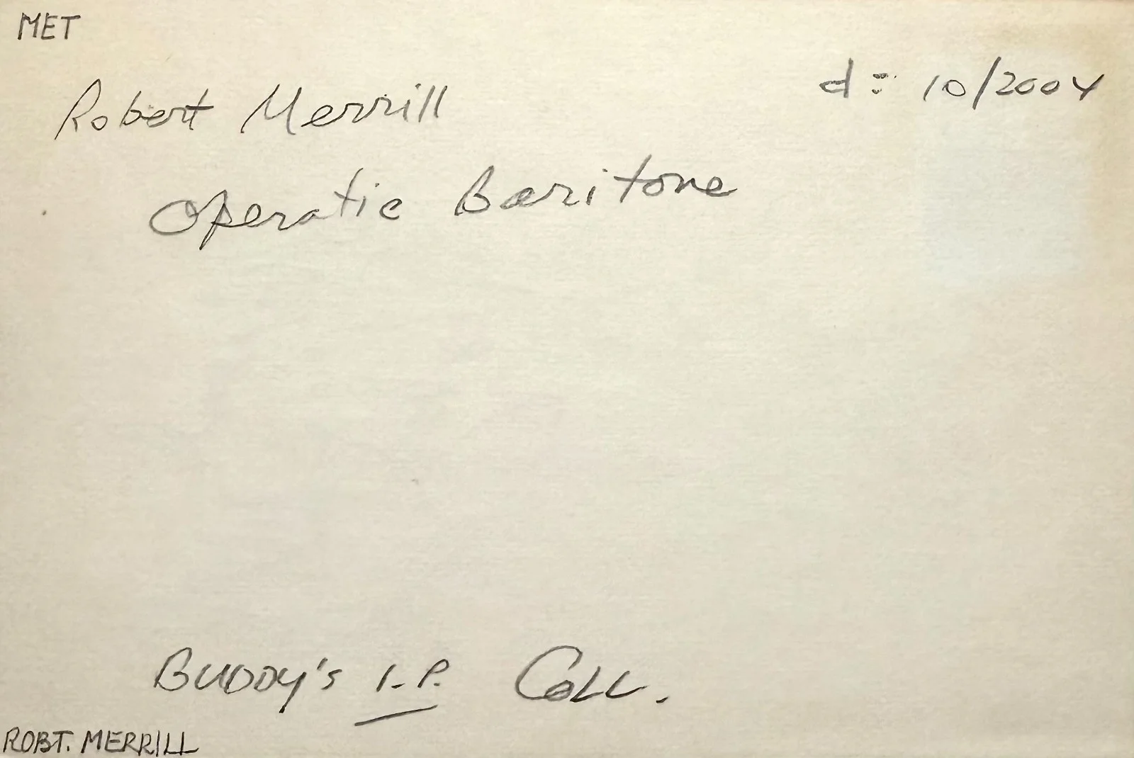 Robert Merrill — ROBERT MERRILL Signed Autographed 4x6 INDEX CARD ACTOR Operatic Baritone SINGER, image 3