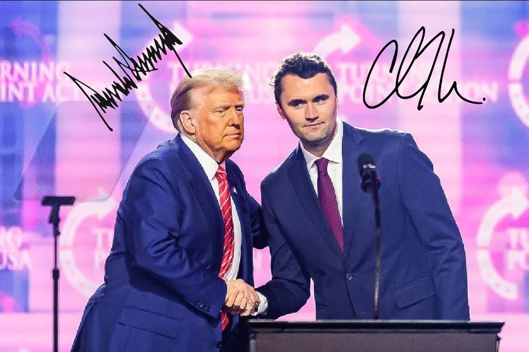 CHARLIE KIRK DONALD TRUMP — CHARLIE KIRK DONALD TRUMP 8.5X11 SIGNED PHOTO AUTOGRAPH POSTER SIGNATURE REPRINT