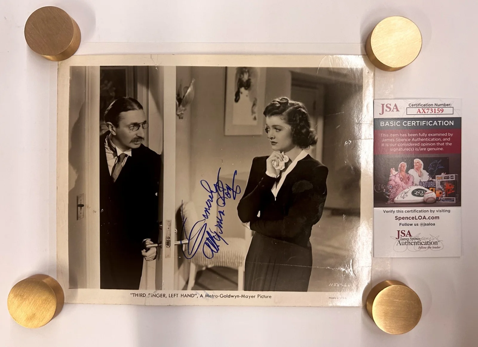 Myrna Loy — Myrna Loy Signed 8x10 Black & White Photo Auto Autographed JSA COA AX73159