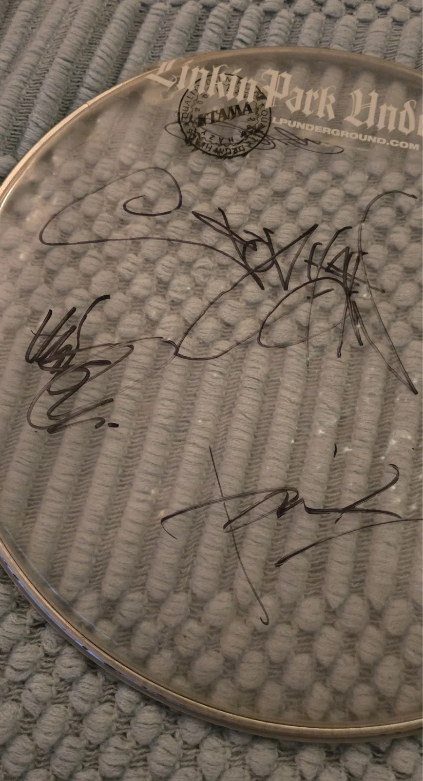 Linkin Park autographed drum skin 2007 Project Revolution tour Pine Knob Detroit, image 2