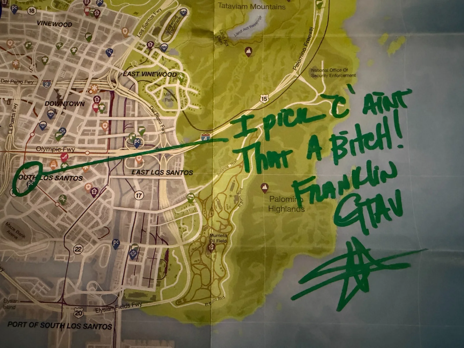 Steven Ogg, Ned Luke, Shawn Fonteno — Steven Ogg +2 Cast Signed 18.25x28.75 GTA V Los Santos Insert Poster JSA COA, изображение 4