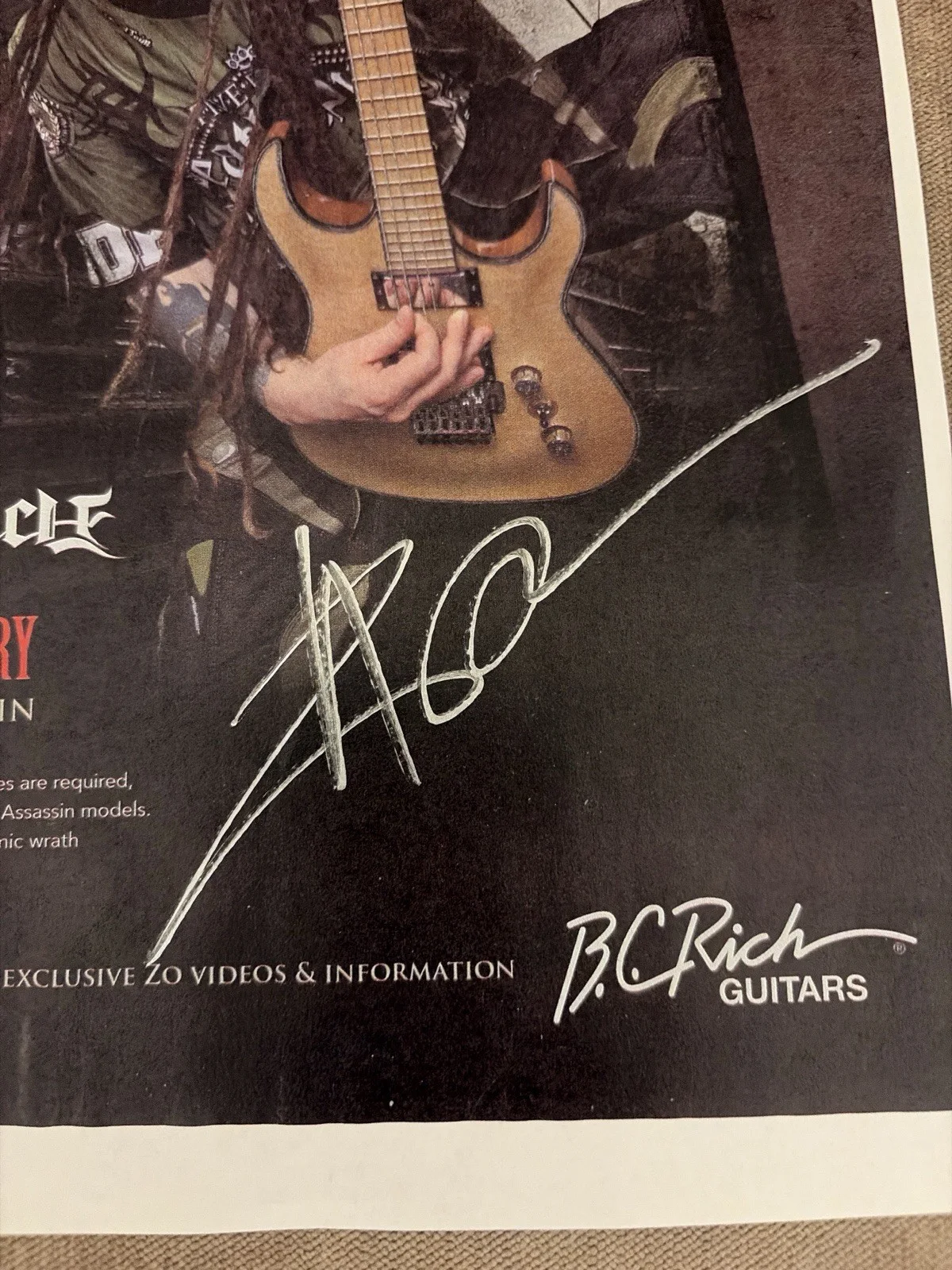 Five Finger Death Punch Zoltan Bathory Signed 8x10, Tour Pick, Metal Memorabilia, image 3