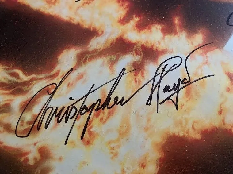 MICHAEL J FOX, CHRISTOPHER LLOYD, LEA THOMPSON — BACK TO THE FUTURE MOVIE POSTER 27X40 SIGNED MICHAEL J FOX LEA INSCRIPTION! JSA, image 3