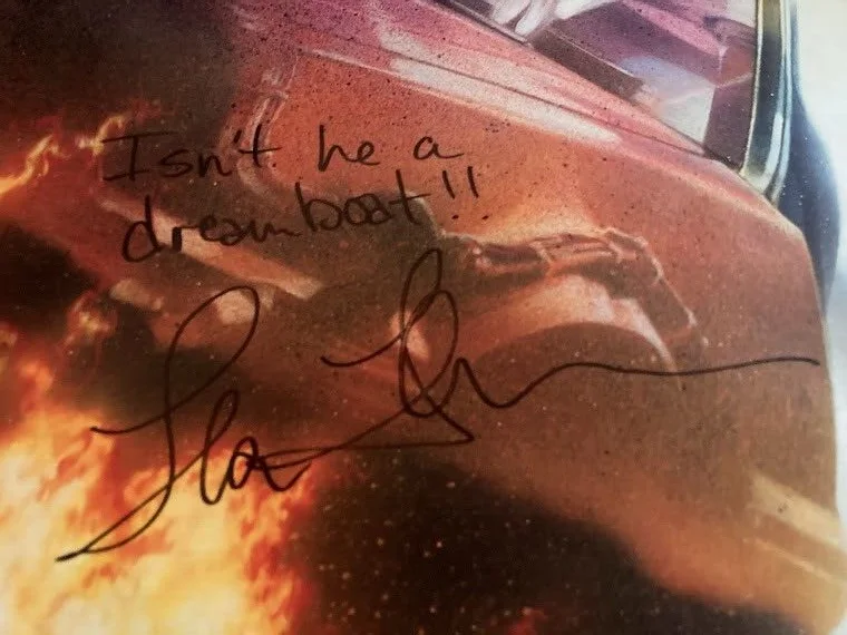 MICHAEL J FOX, CHRISTOPHER LLOYD, LEA THOMPSON — BACK TO THE FUTURE MOVIE POSTER 27X40 SIGNED MICHAEL J FOX LEA INSCRIPTION! JSA, image 4