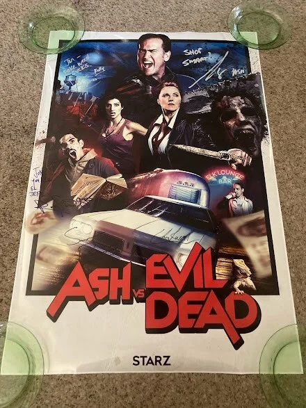 BRUCE CAMPBELL, RAY SANTIAGO, Dana DeLorenzo, SAM RAIMI, TED — ASH VS EVIL DEAD MOVIE TV SHOW POSTER 27X40 SIGNED BRUCE CAMPBELL INSCRIBED RARE