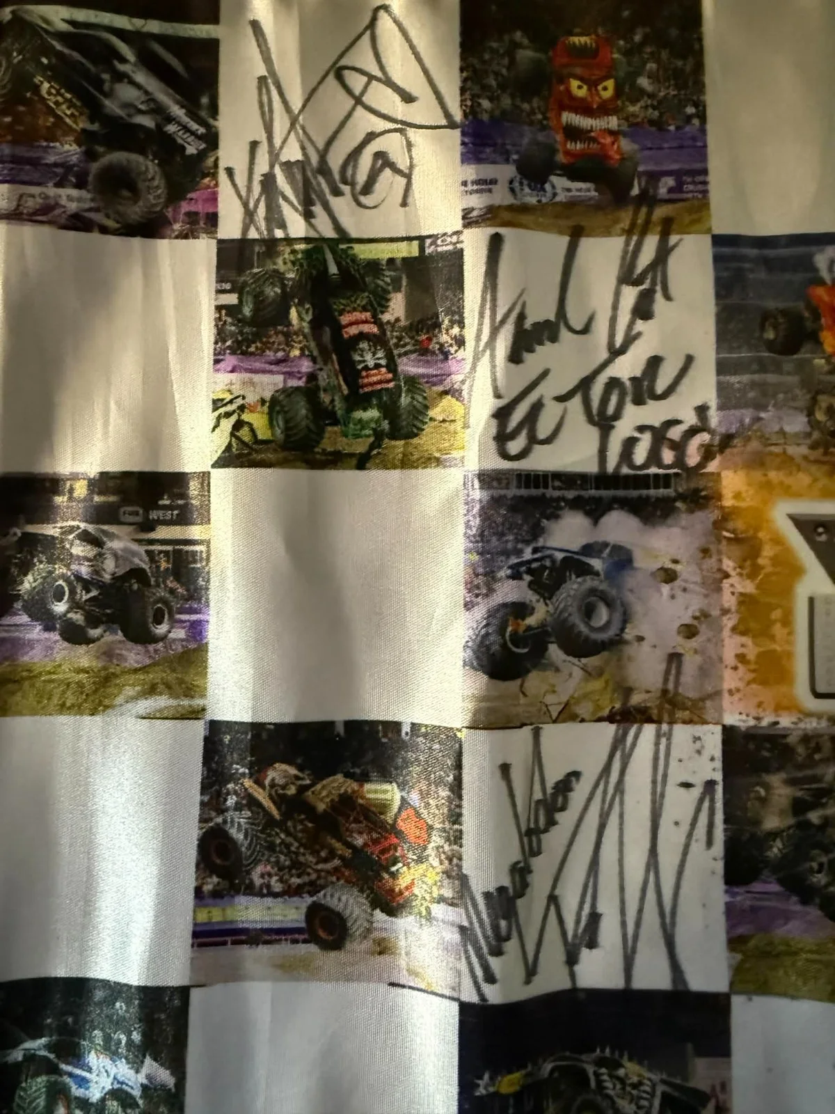 Monster Jam flag signed by 8 various drivers, image 2