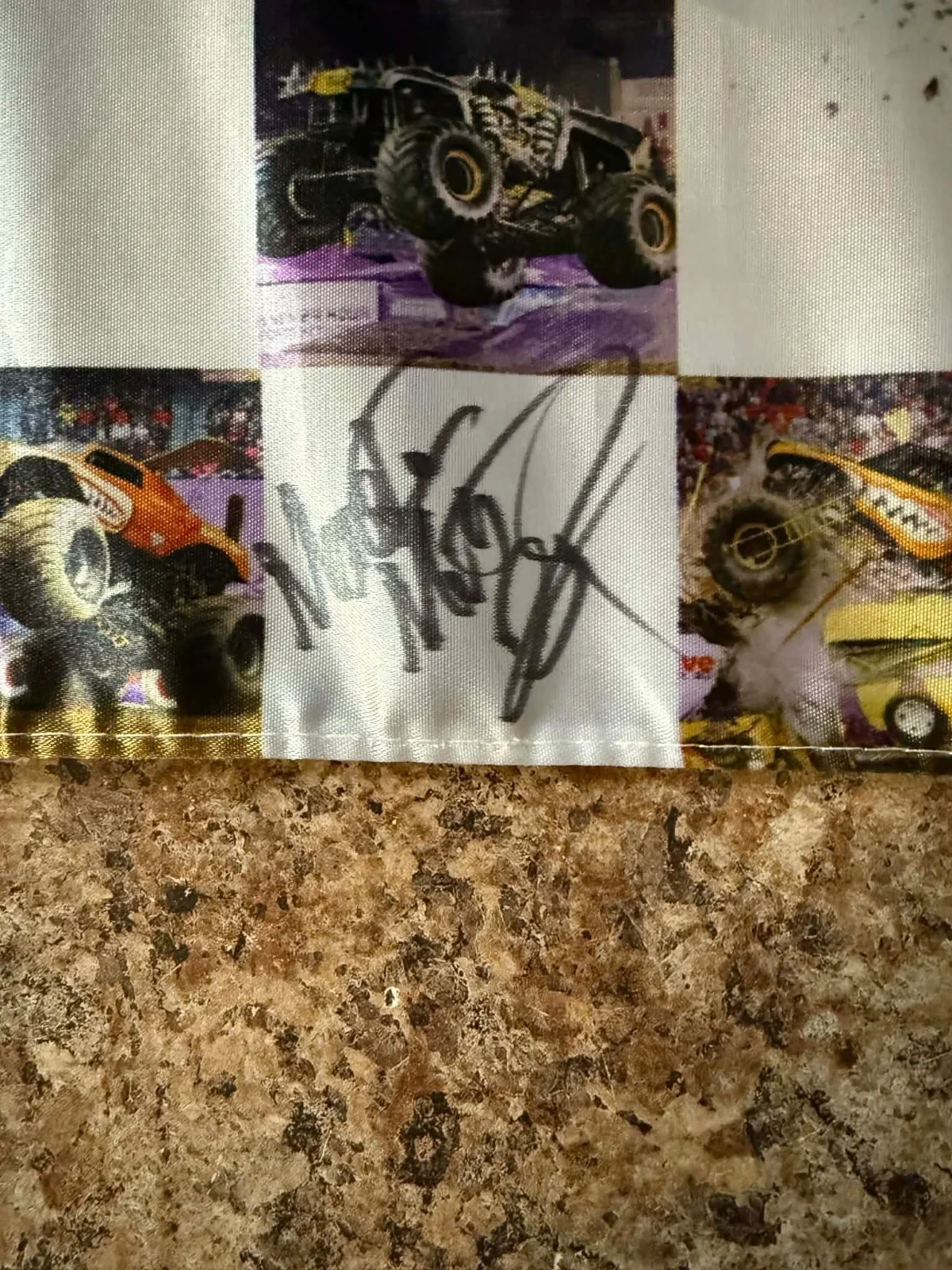 Monster Jam flag signed by 8 various drivers, image 3