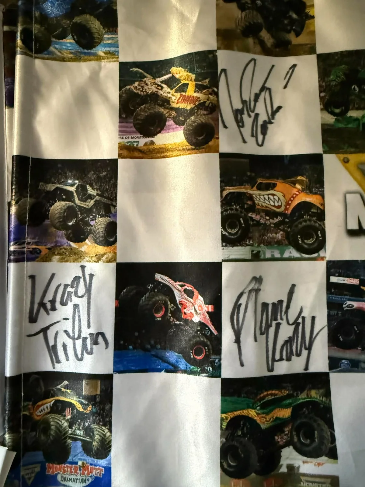 Monster Jam flag signed by 5 various drivers, image 2