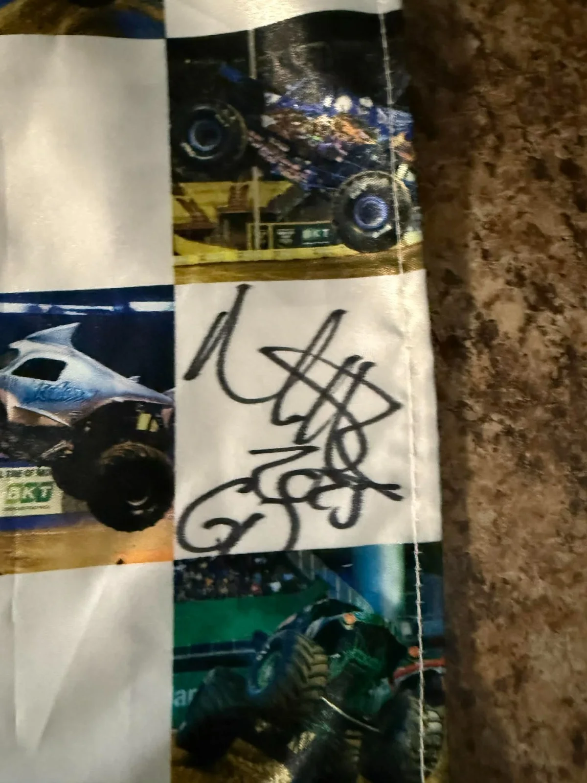 Monster Jam flag signed by 5 various drivers, image 4