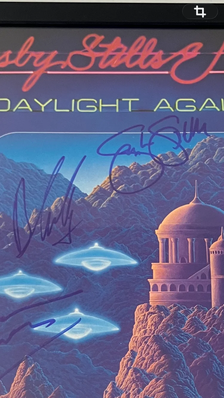 CROSBY STILLS AND NASH SIGNED/AUTOGRAPHED ALBUM JACKET VINYL FRAMED WITH COA, image 2
