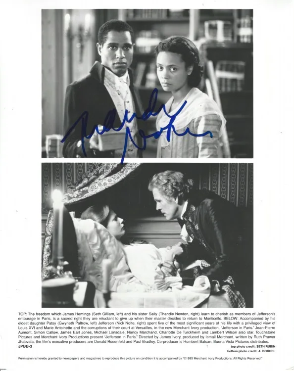 Thandie Newton — Thandie Newton signed Jefferson in Paris 8x10 Original Still Photo