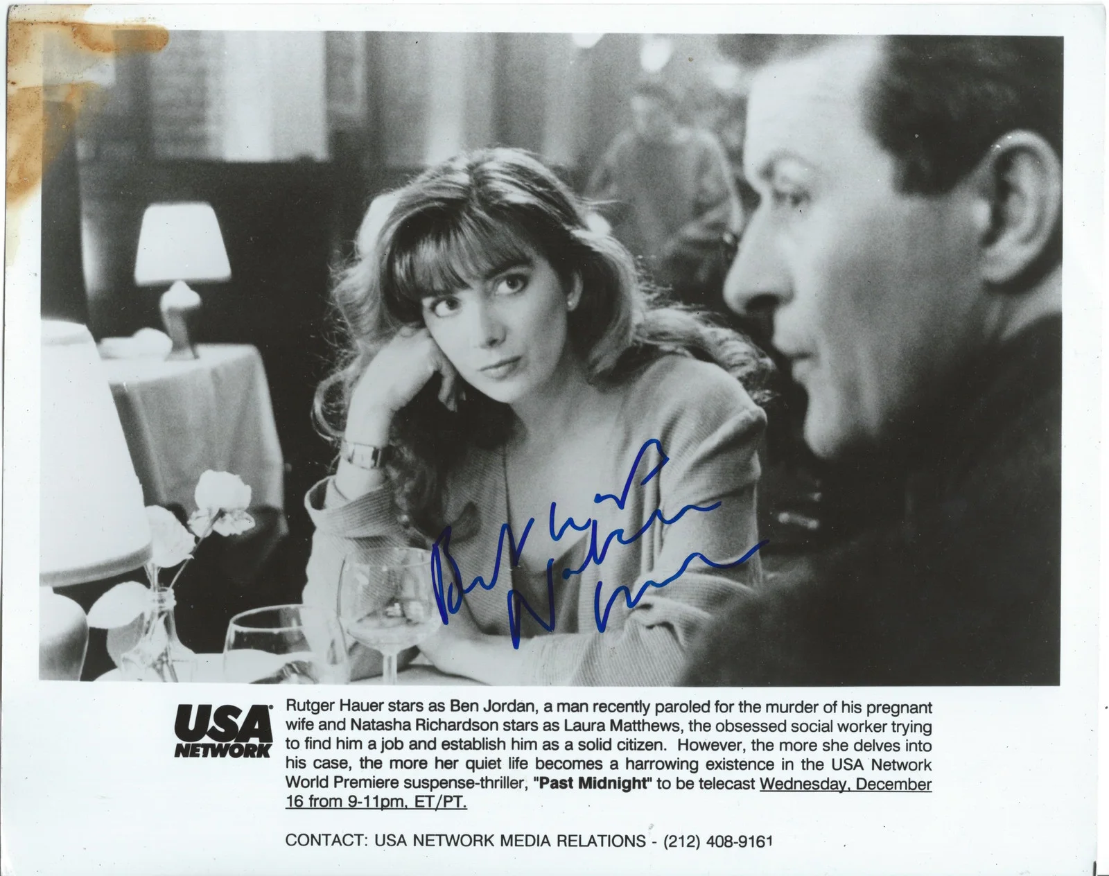 Natasha Richardson — Natasha Richardson signed B&W 8X10 Original Still Photo - Rare