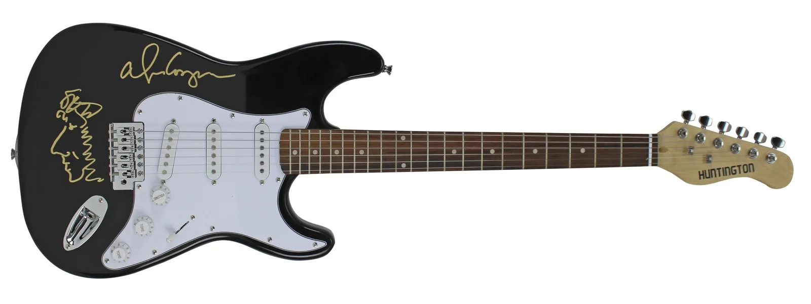 Alice Cooper — Alice Cooper Signed Black Electric Guitar w/ Self Portrait Sketch BAS #WC91083, изображение 2