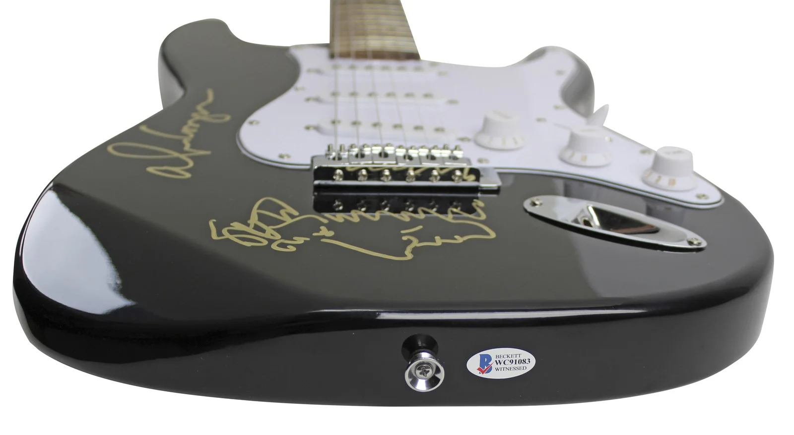 Alice Cooper — Alice Cooper Signed Black Electric Guitar w/ Self Portrait Sketch BAS #WC91083, изображение 3