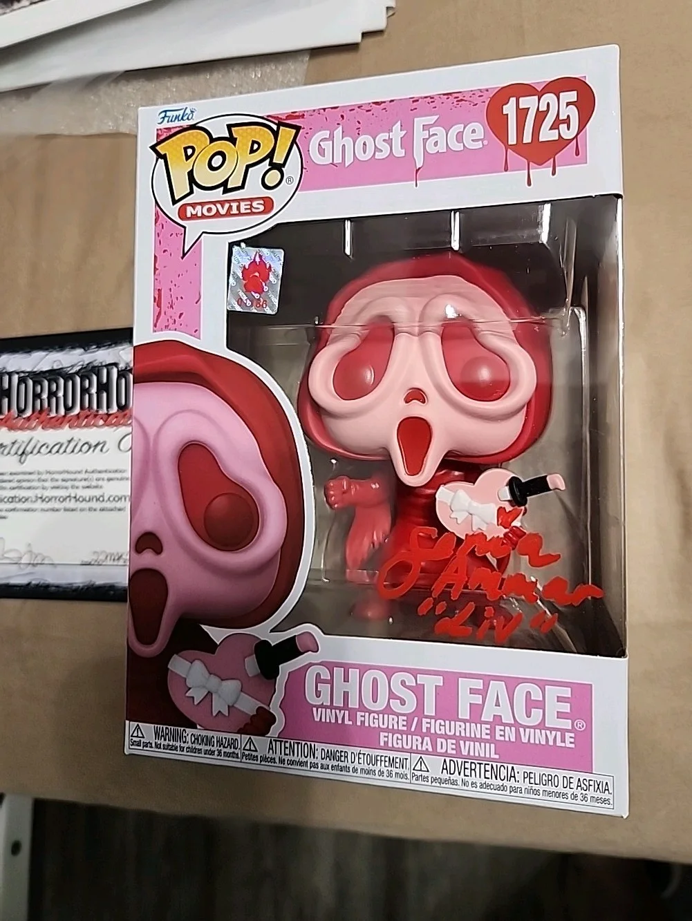 Ghostface Funko Pop Scream 1725 Signed Autographs By Sonia Ammar Vs Liv + COA, изображение 2