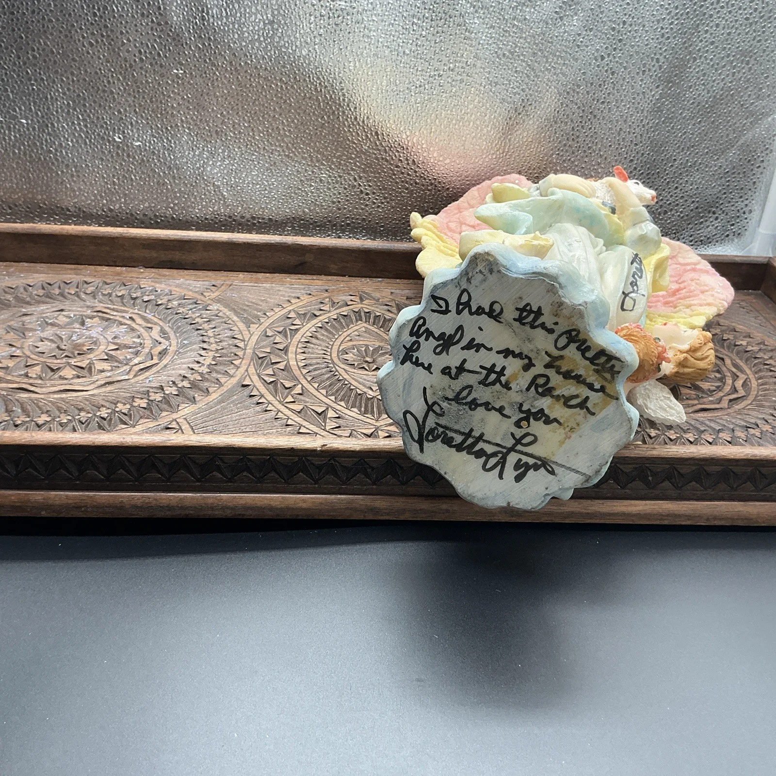 LORETTA LYNN PERSONAL ITEM IN HER HOME. ANGEL WITH MESSAGE ON BOTTOM., image 2