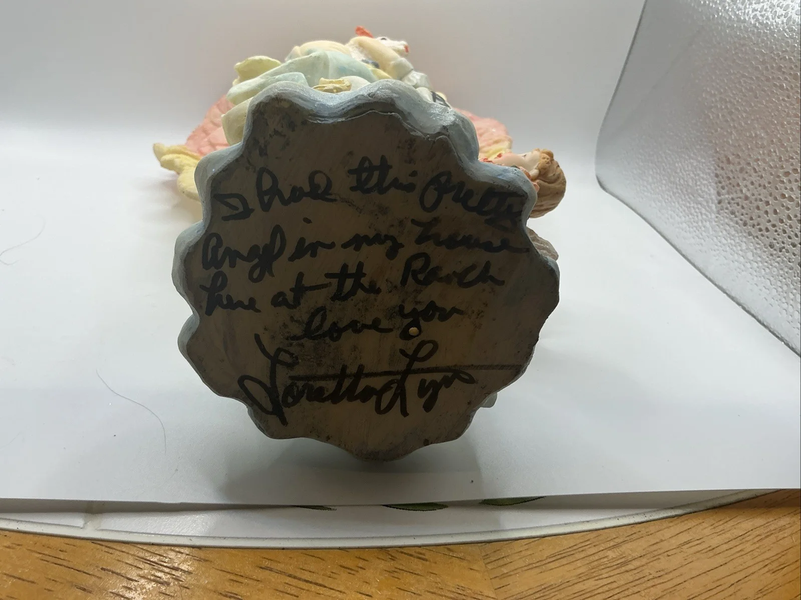 LORETTA LYNN PERSONAL ITEM IN HER HOME. ANGEL WITH MESSAGE ON BOTTOM., image 4