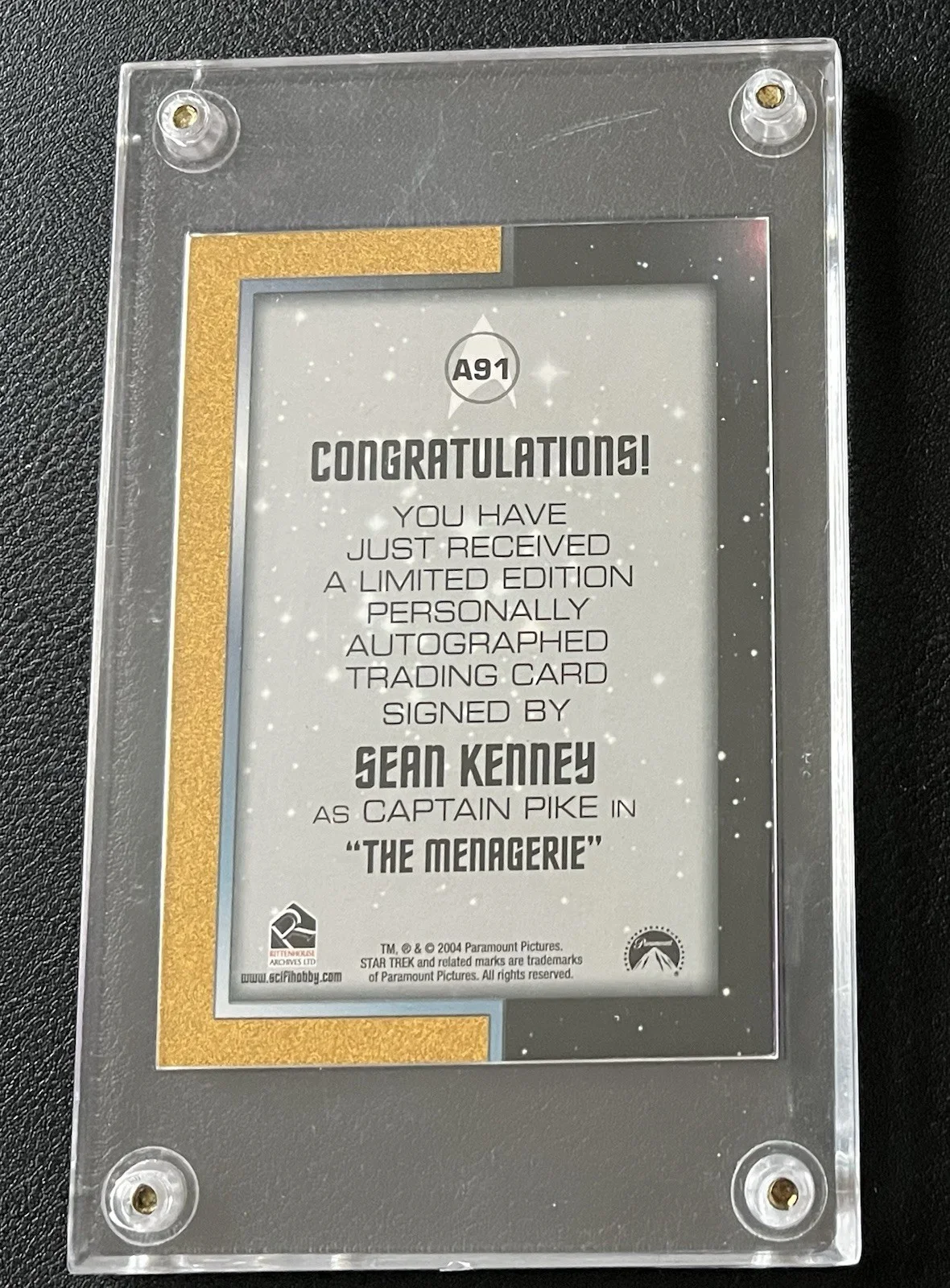 Sean Kenney — Star Trek TOS Autograph SEAN KENNEY as Captain Pike Rittenhouse SIGNED Card #A91, image 2
