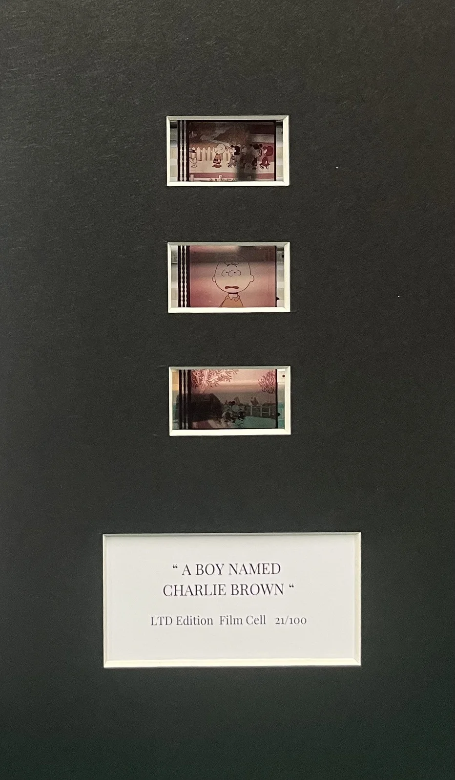 “ A BOY NAMED CHARLIE BROWN “ 35mm Film Cell Mounted Display, изображение 2
