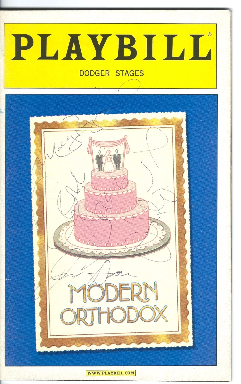 Molly Ringwald, Jason Biggs — Molly Ringwald, Jason Biggs, Craig Bierko & Jenn signed Modern Orthodox Playbill