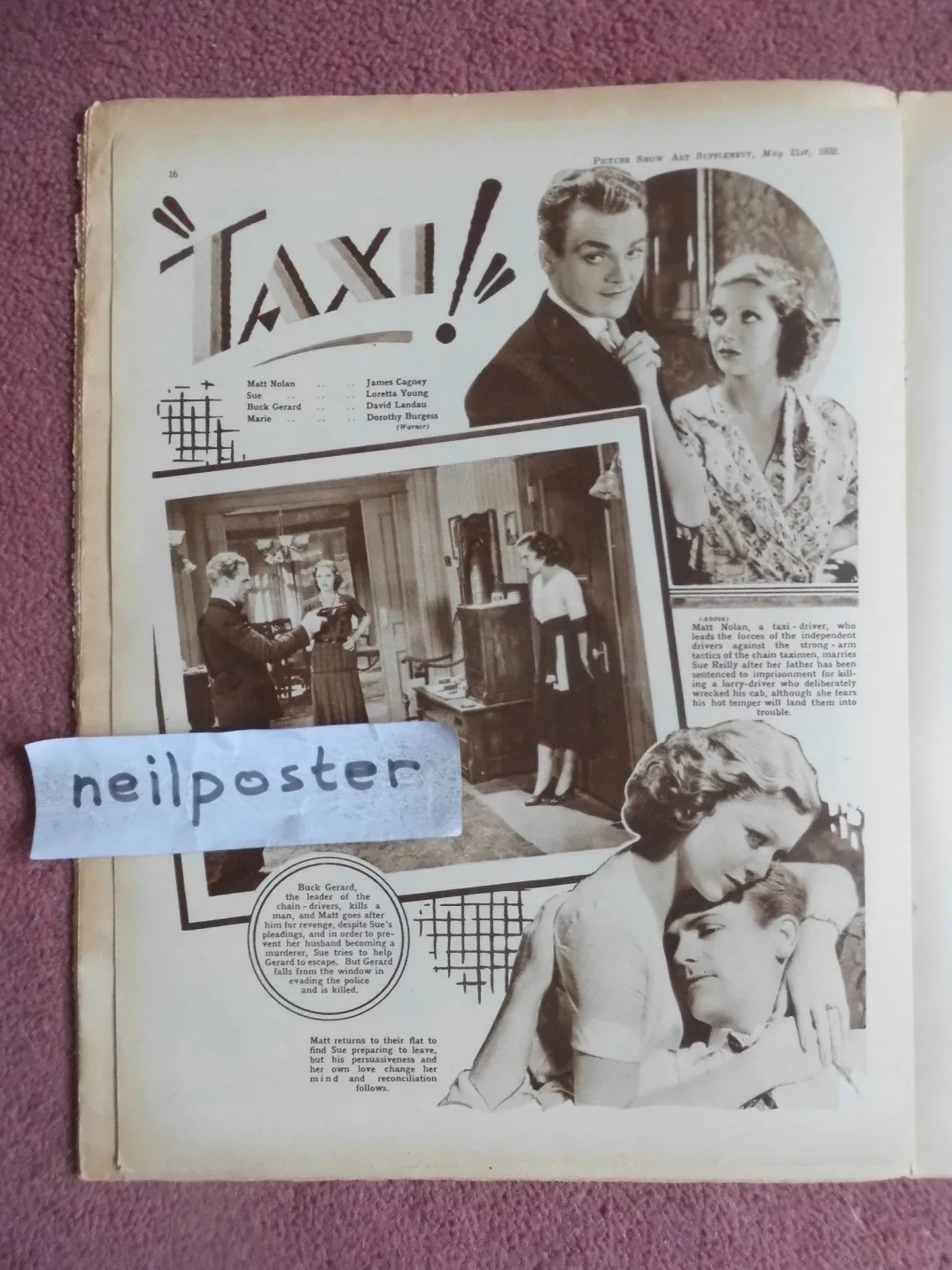 PICTURE SHOW (1932) UK mag ANNA MAY WONG, JAMES CAGNEY,JEAN HARLOW,BUSTER KEATON, изображение 4